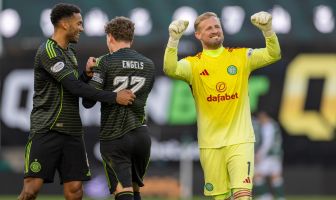 Kasper Schmeichel celebrates