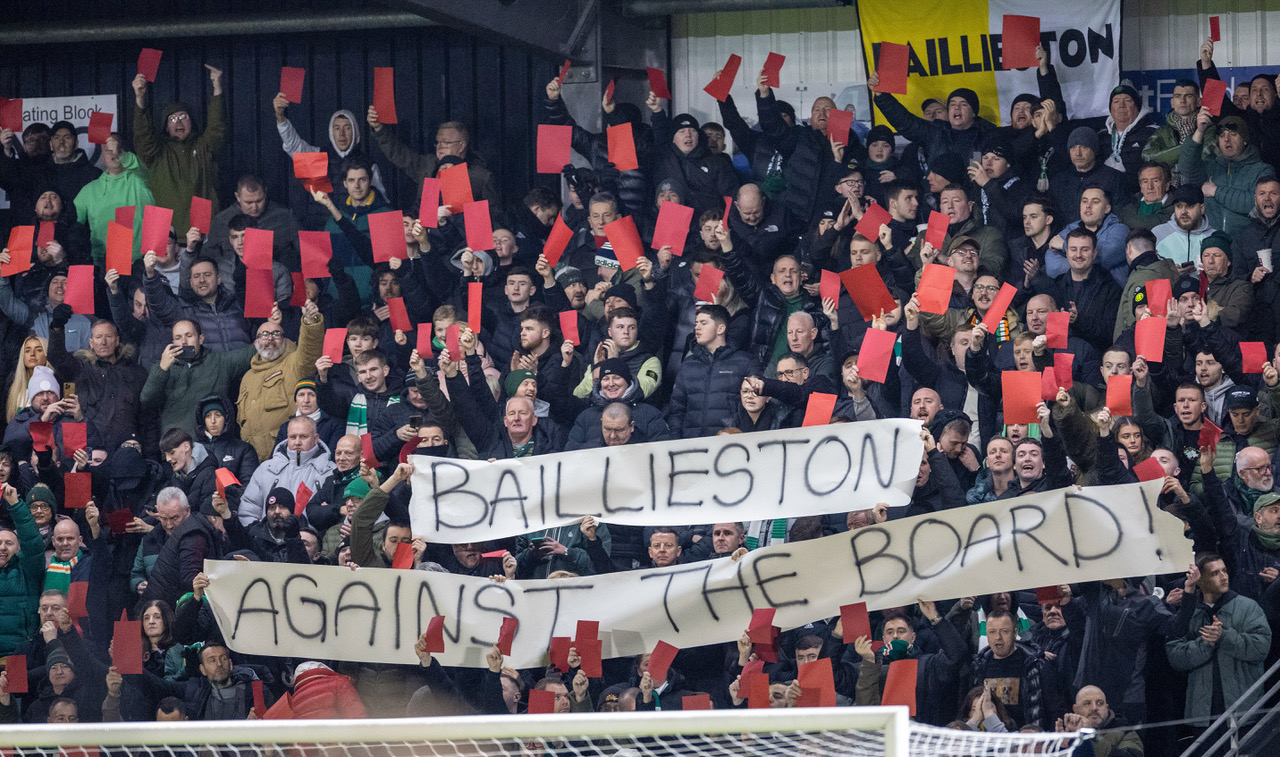 Celtic fan protesting at Paisley