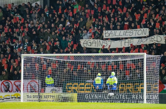 Celtic fan protesting at Paisley