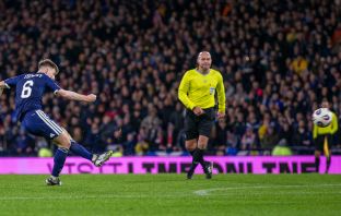 Kieran Tierney scores for Scotland