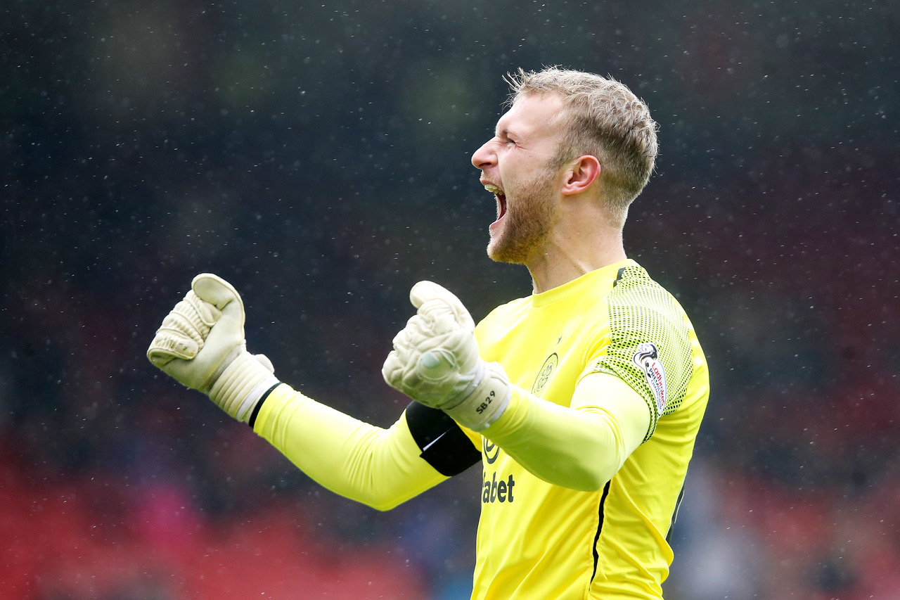 Scott Bain of Celtic celebrates