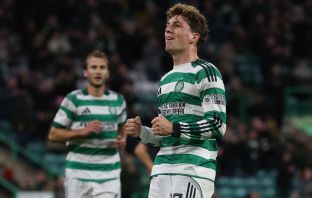 Arne Engels of Celtic celebrates