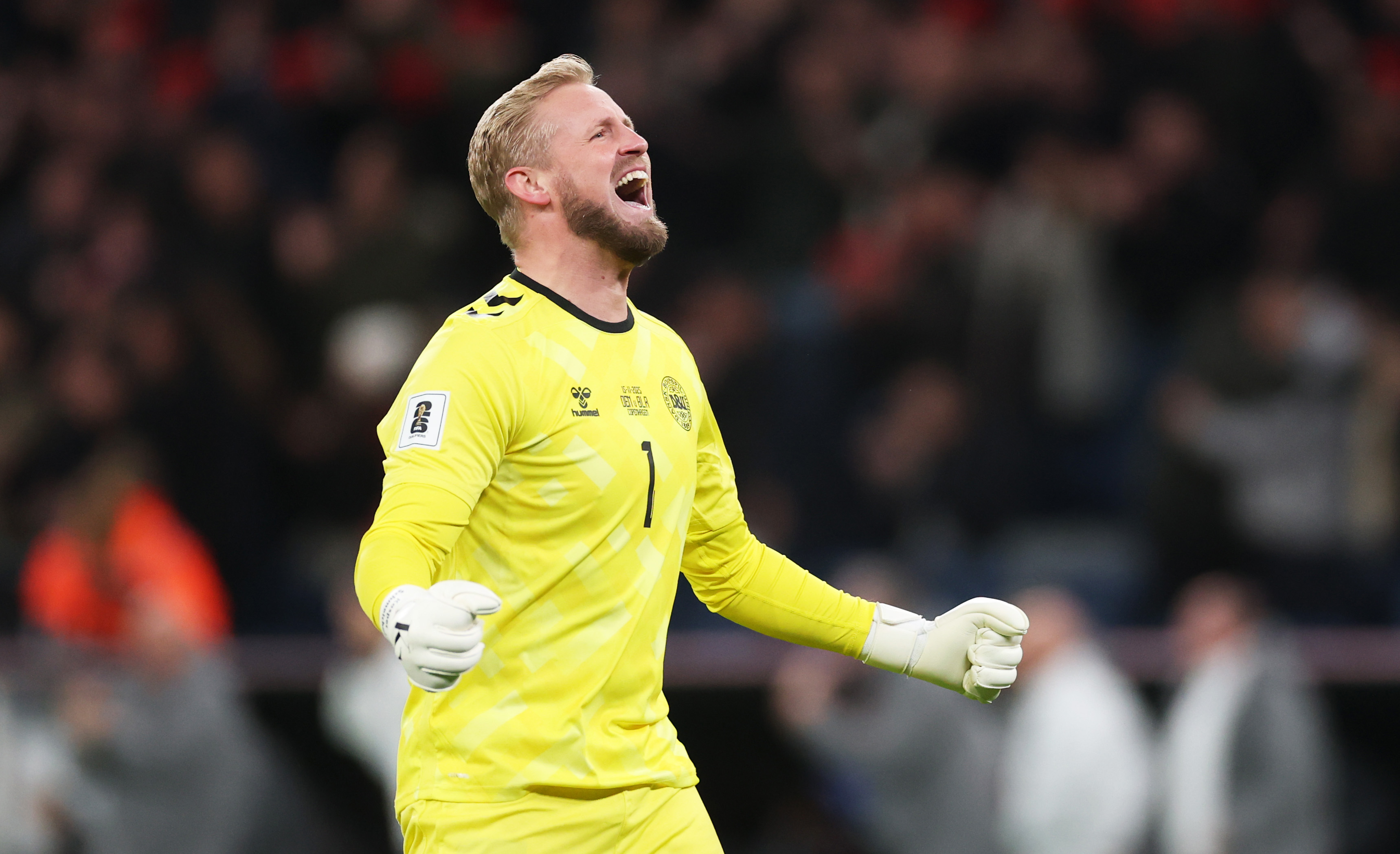 Kasper Schmeichel of Denmark celebrates