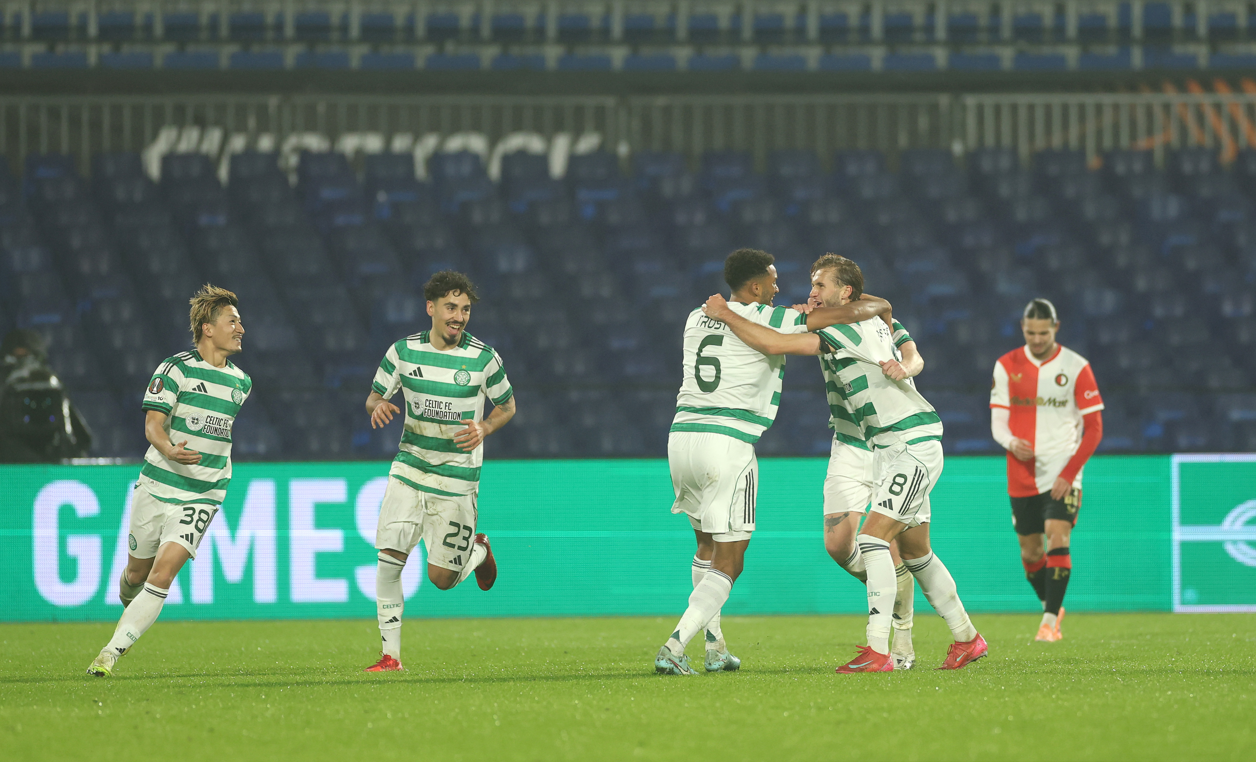 Benjamin Nygren of Celtic celebrates