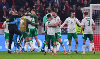 Players of Republic of Ireland celebrate