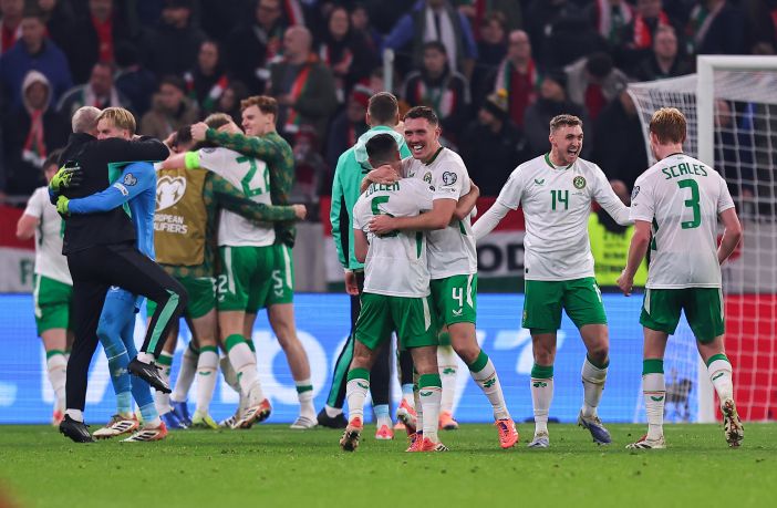 Players of Republic of Ireland celebrate