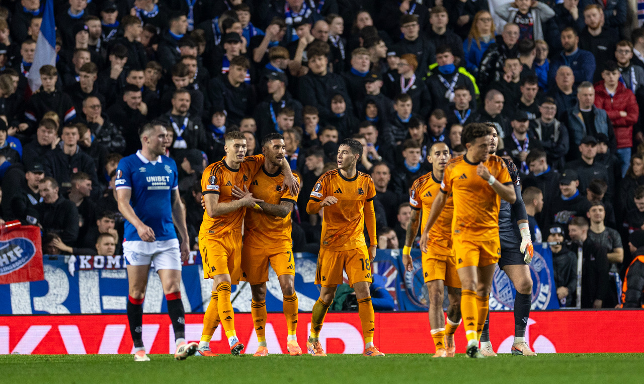 Roma celebrations at Ibrox.