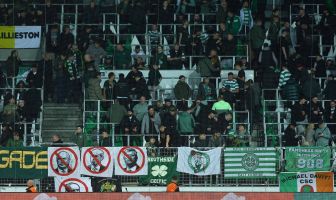 Fans of Celtic settling in inside the stadium