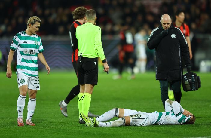 Callum Osmand of Celtic is injured