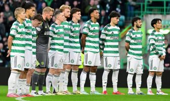 Celtic players observe a one minute silence