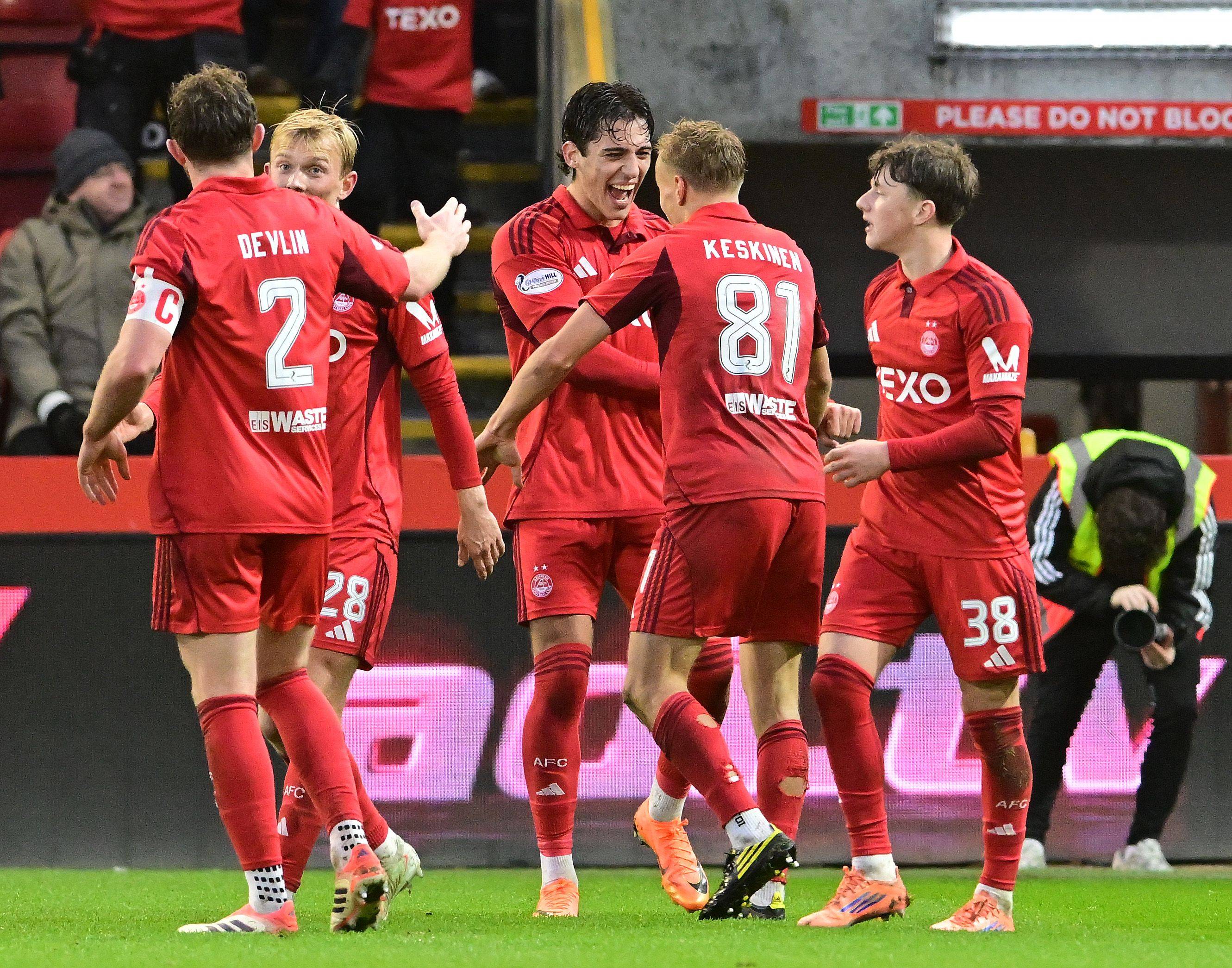 Topi Keskinen of Aberdeen celebrates 