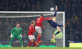 Scott McTominay of Scotland scores