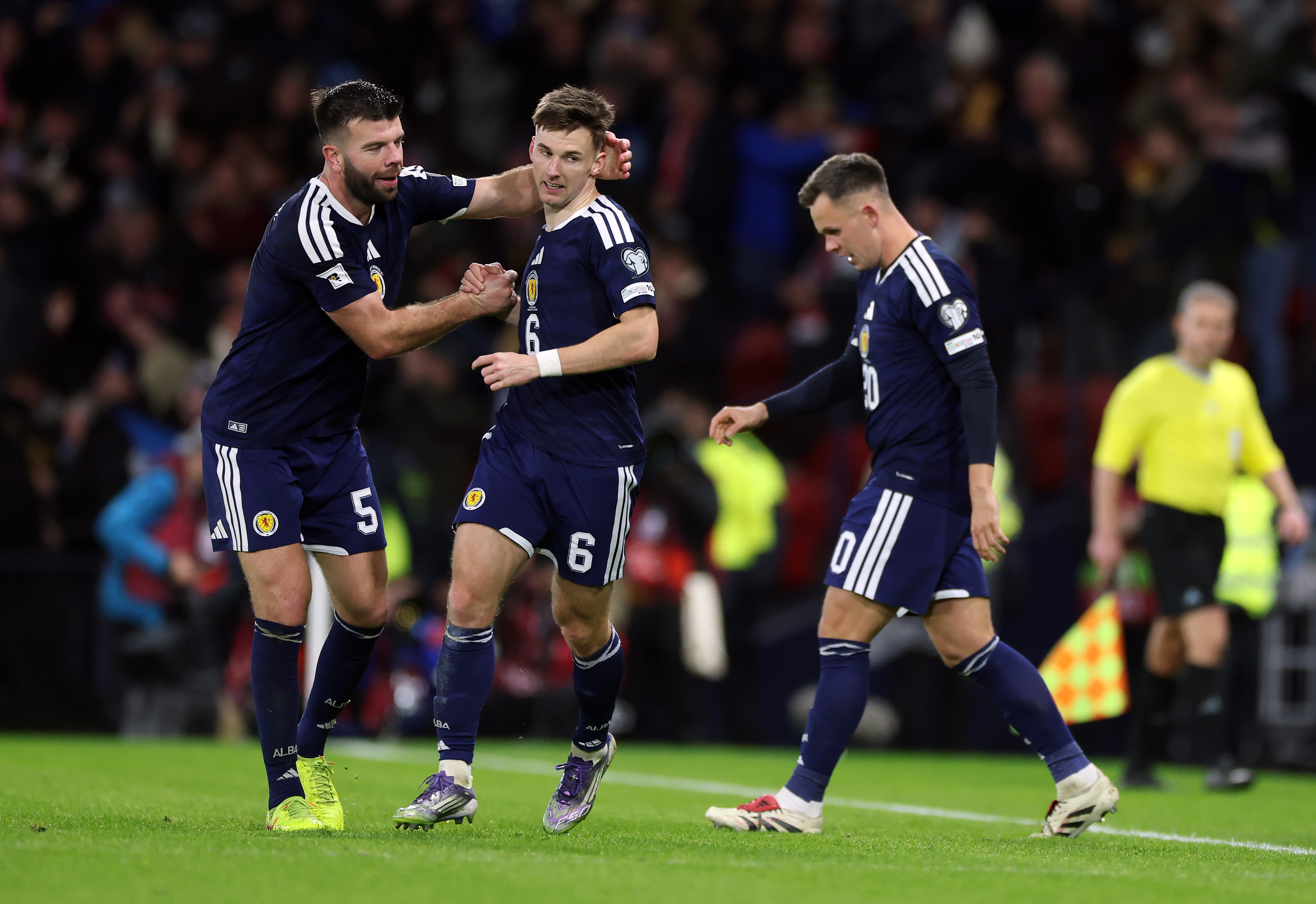 Kieran Tierney of Scotland celebrates