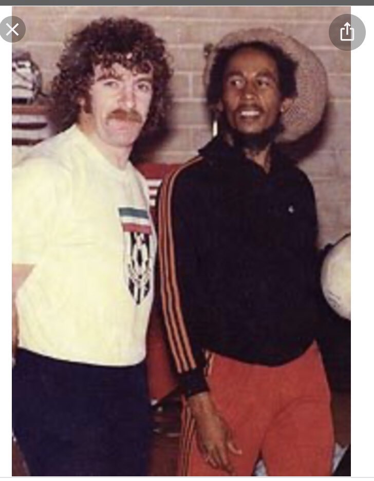 Celtic legend Dixie Deans with music superstar Bob Marley 