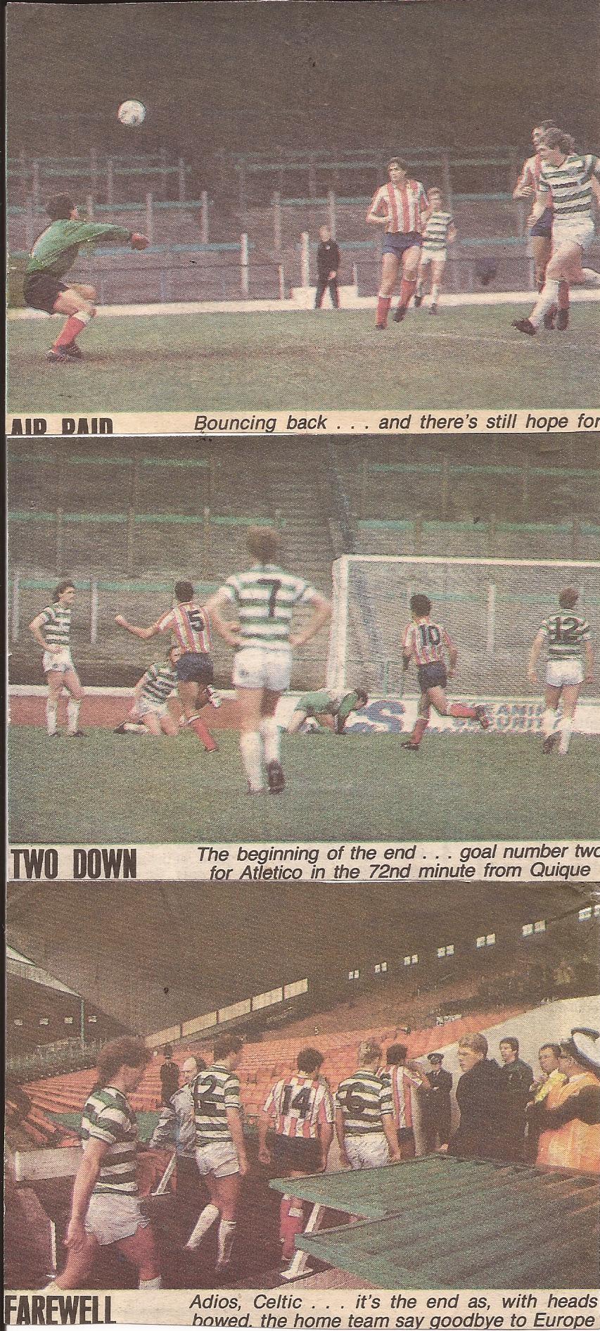 Celtic v Atletico Madrid, Behind Closed Doors match in September 1985.
