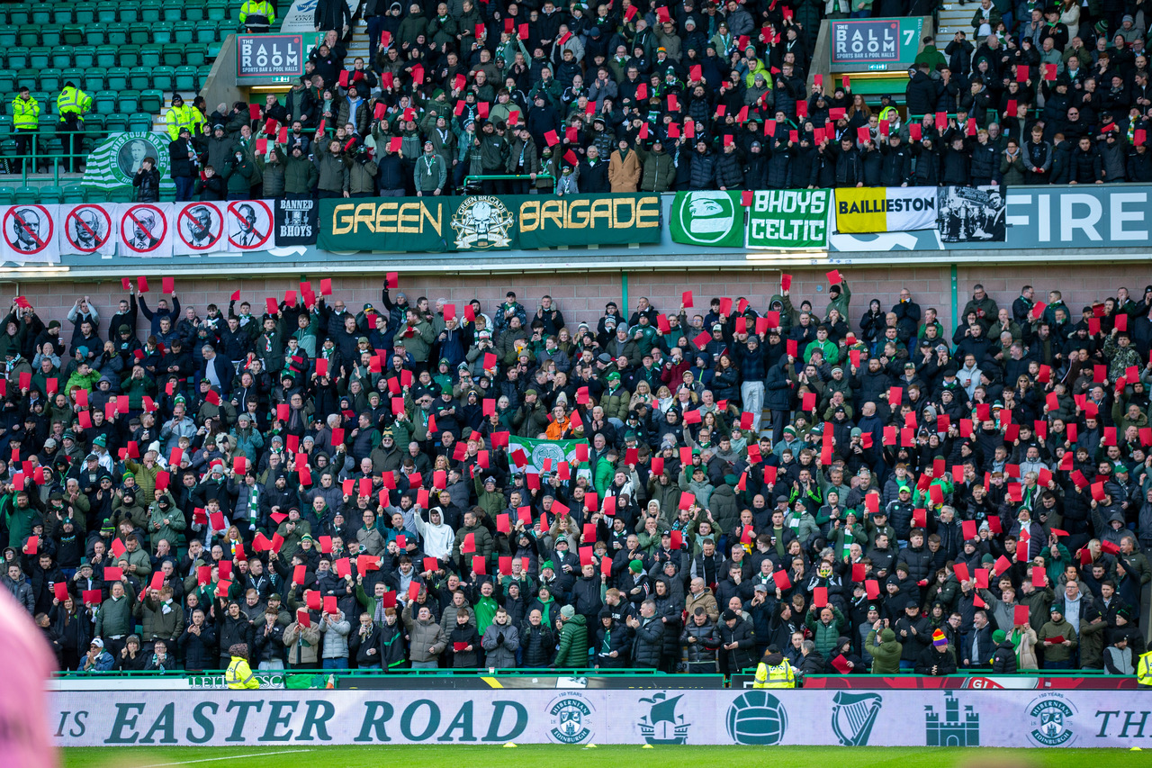 Celtic Fans Collective Protest at Easter Road