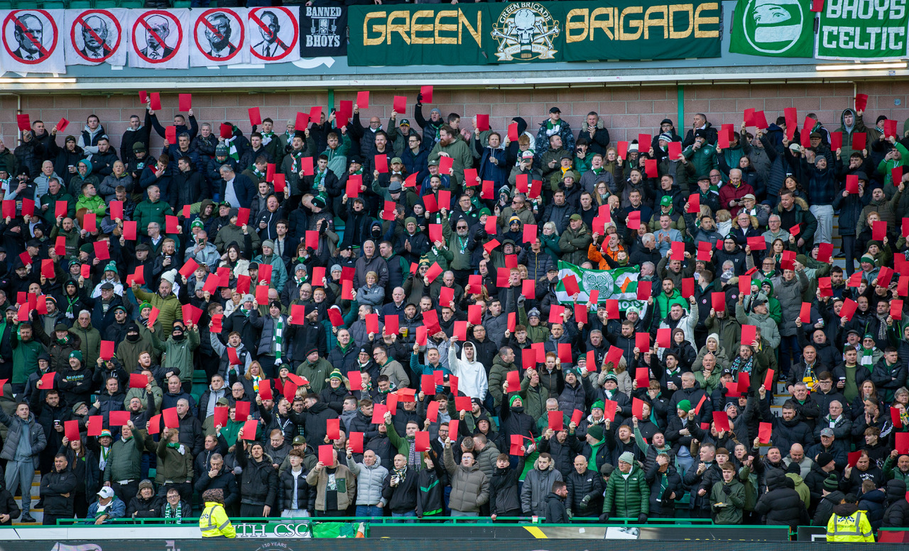 Celtic Fans Collective Protest at Easter Road