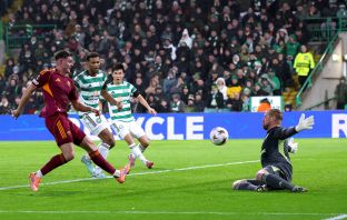 Evan Ferguson of AS Roma scores his team's second goal