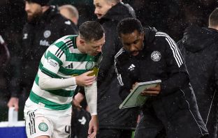 Callum McGregor and new Celtic manager Wilfried Nancy