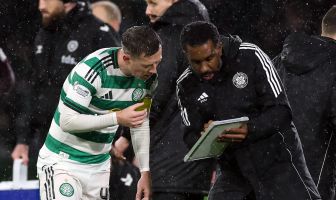 Callum McGregor and new Celtic manager Wilfried Nancy