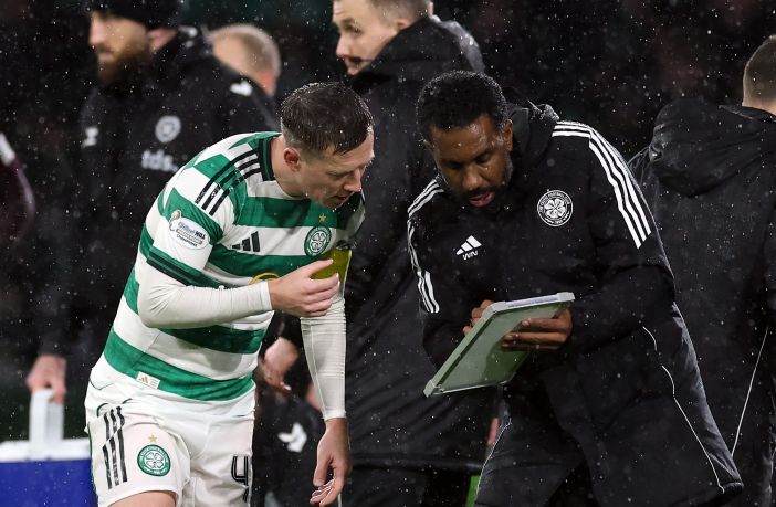 Callum McGregor and new Celtic manager Wilfried Nancy