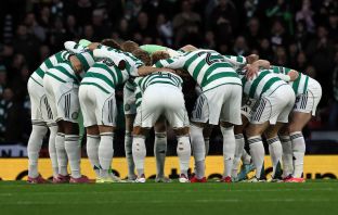 Celtic huddle at Hampden