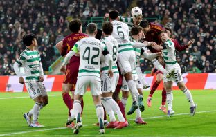 Liam Scales of Celtic concedes an own goal