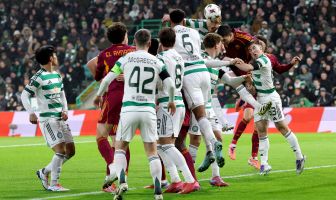 Liam Scales of Celtic concedes an own goal