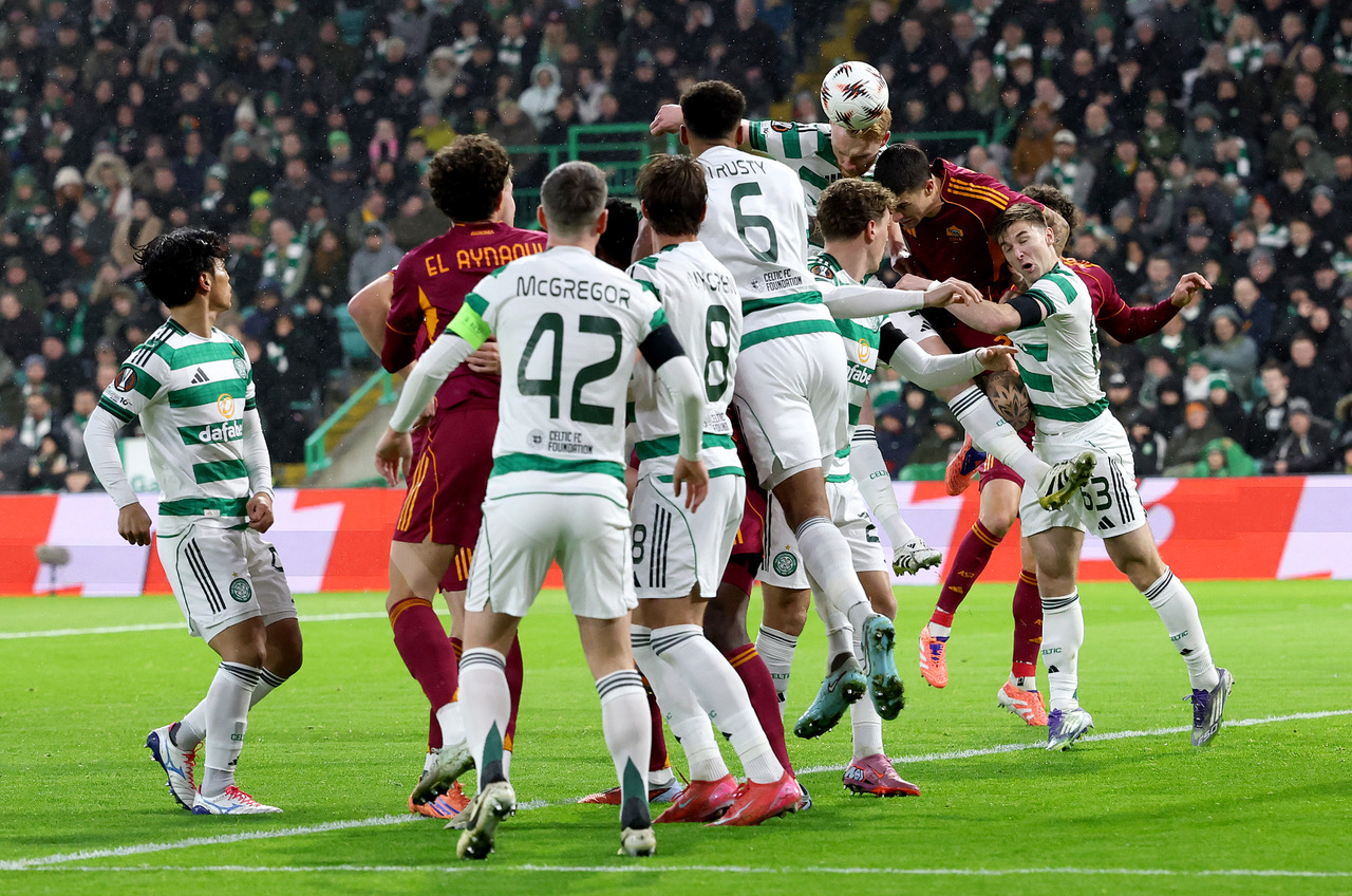 Liam Scales of Celtic concedes an own goal