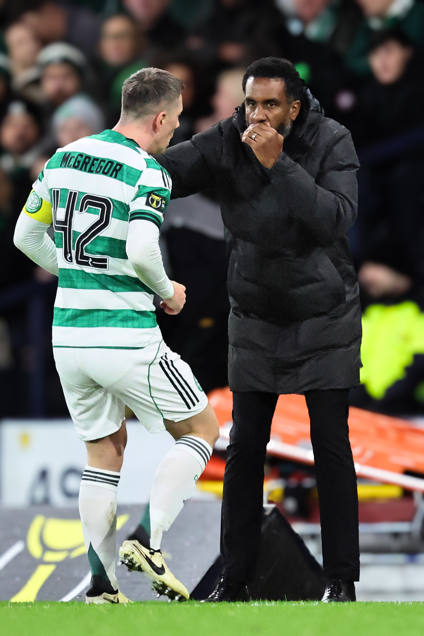 Callum McGregor with Wilfried Nancy.