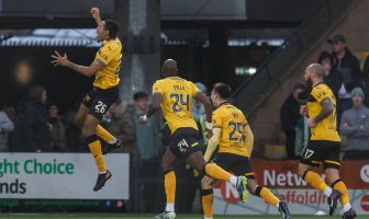 Livingston celebrate opening goal scored by Cristian Montano