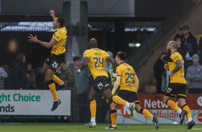 Livingston celebrate opening goal scored by Cristian Montano