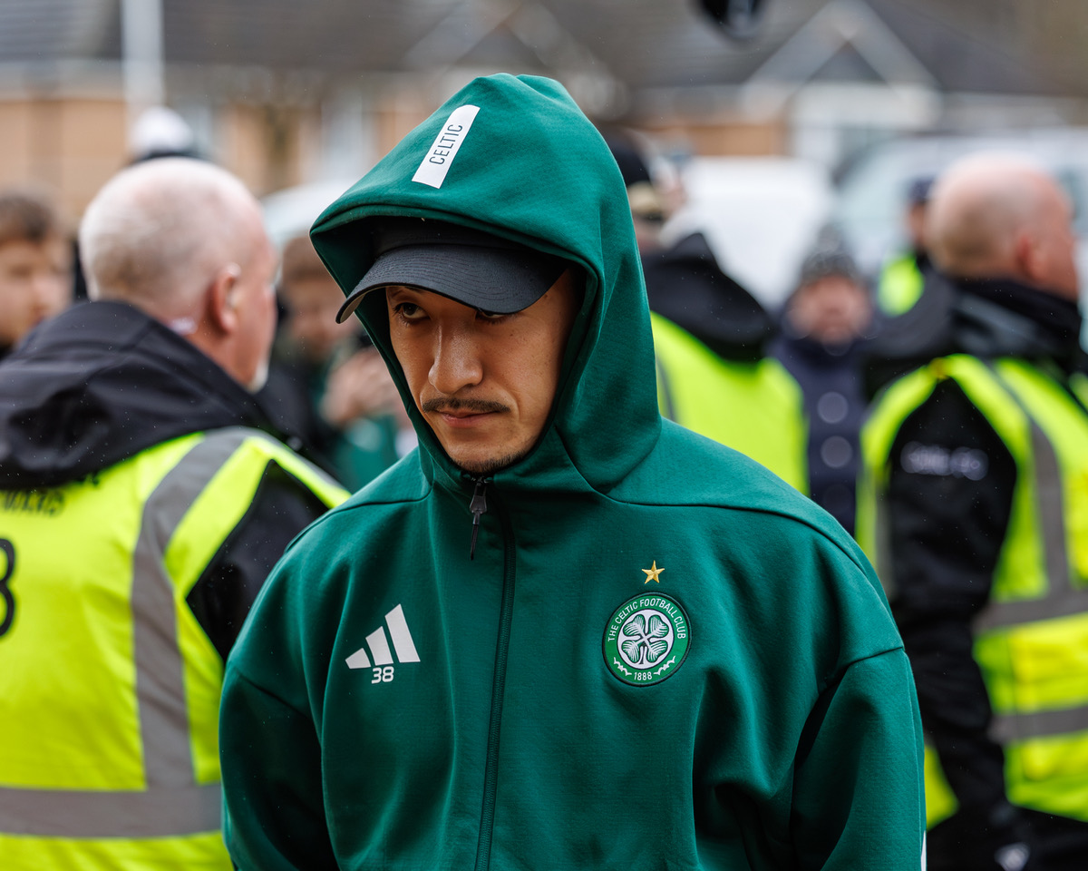 Daizen Maeda of Celtic arriving at the ground