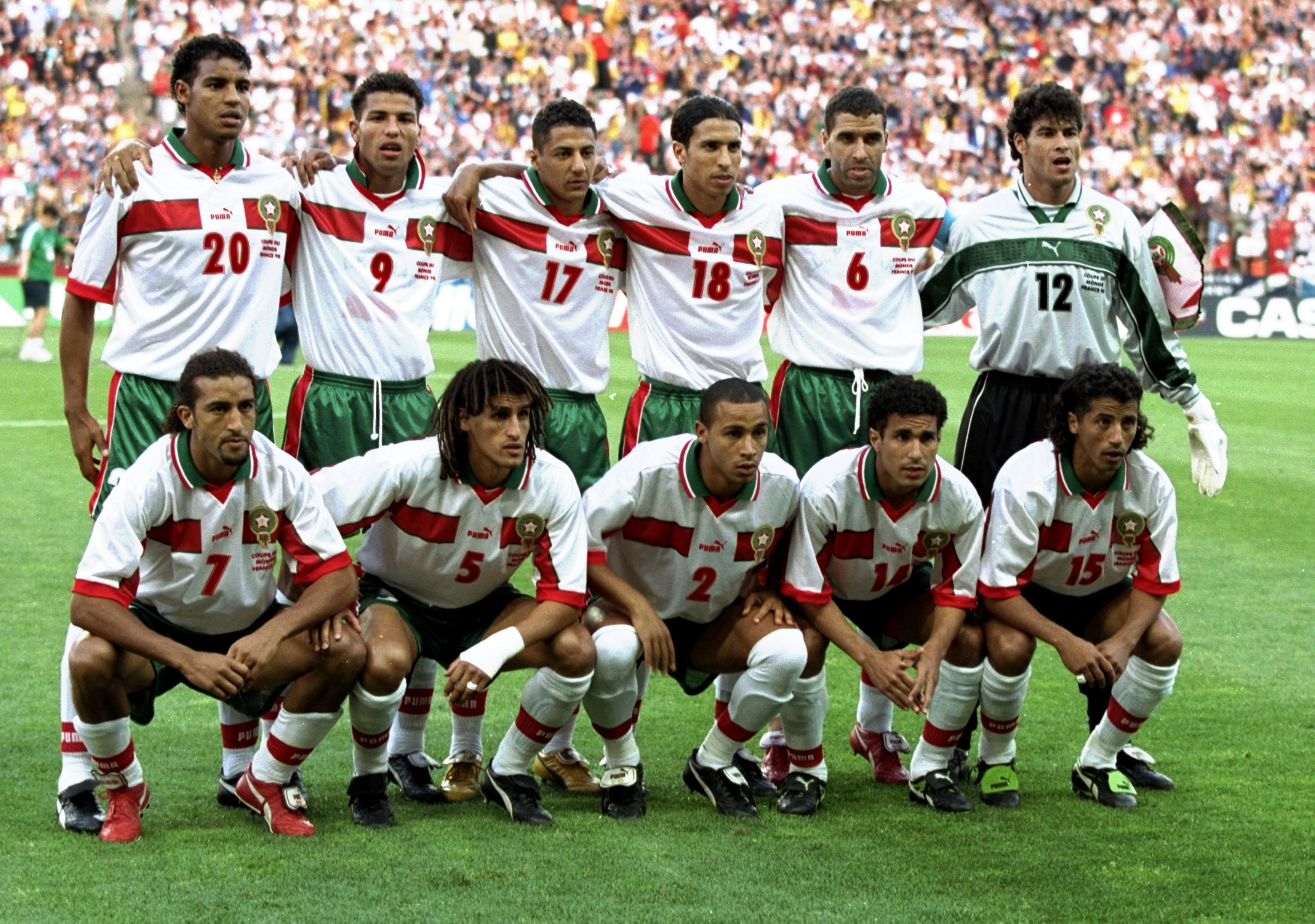 Morocco line up before the World Cup match against Scotland at France 1998