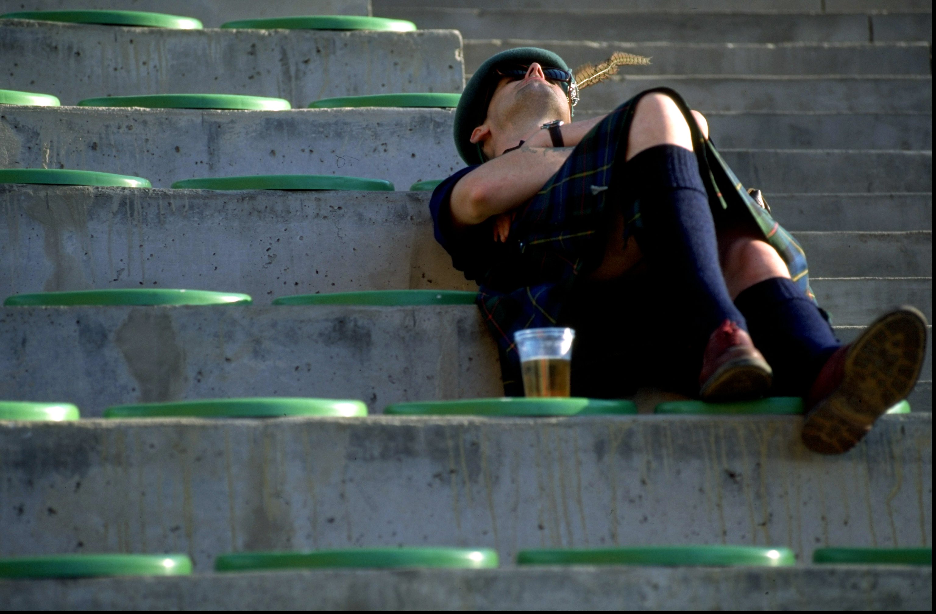 A Scotland supporter gets some shut-eye