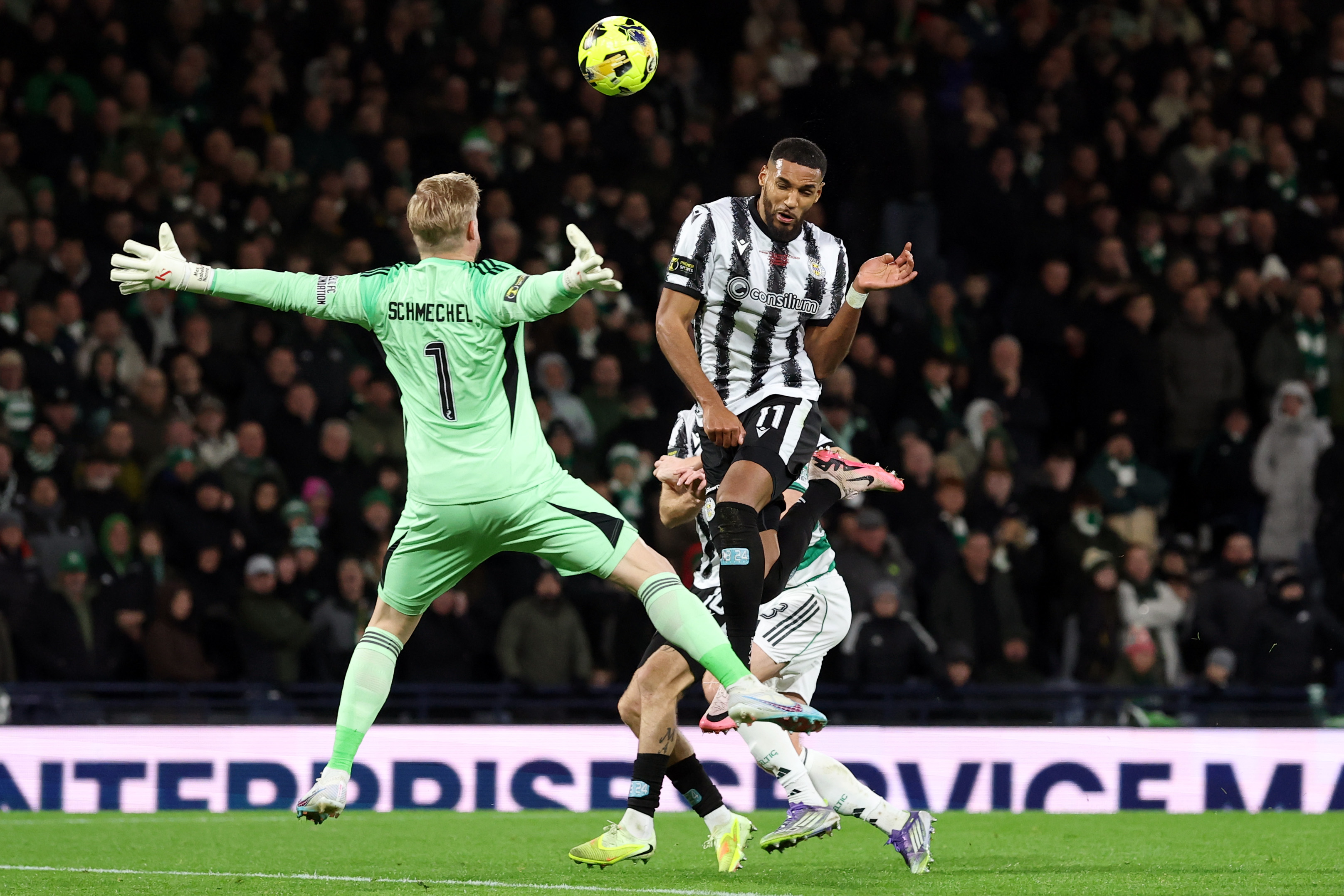 Jonah Ayunga of St. Mirren scores