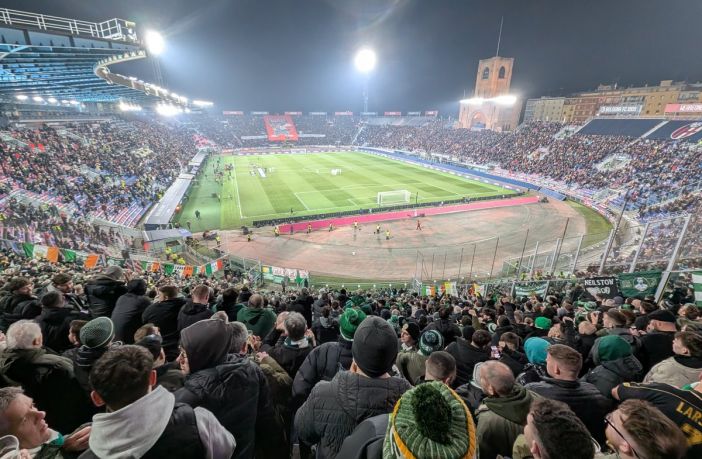 Celtic supporters at Stadio Renato Dall'Ara, Bologna.