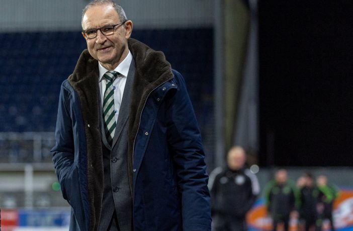 Martin O'Neill arrives at the Falkirk Stadium