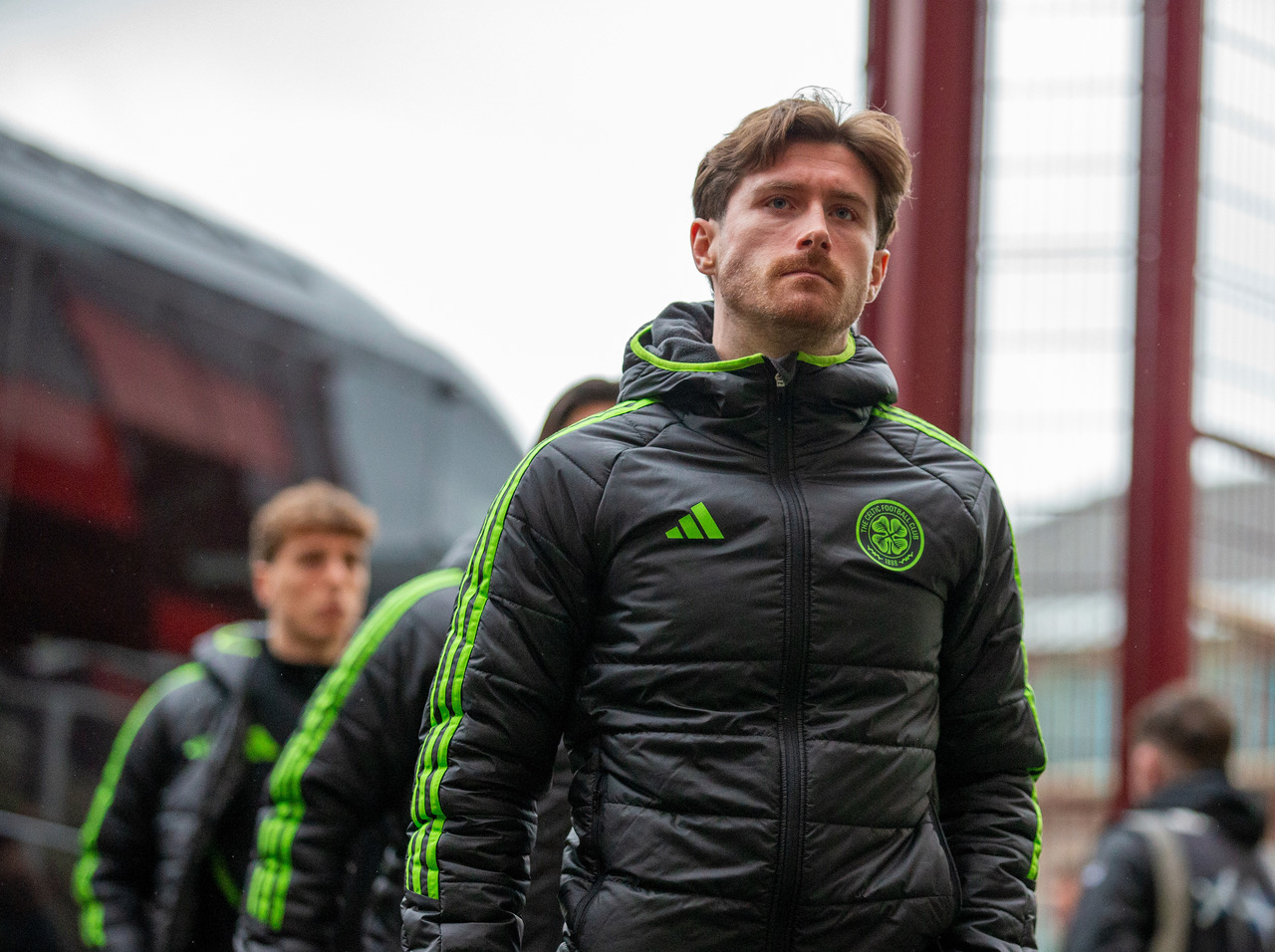 Anthony Ralston arrives at Tynecastle.