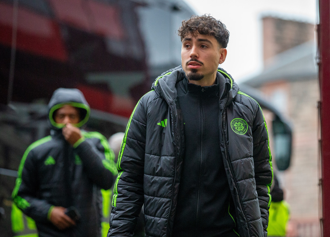 Sebastian Tounekti arrives at Tynecastle.