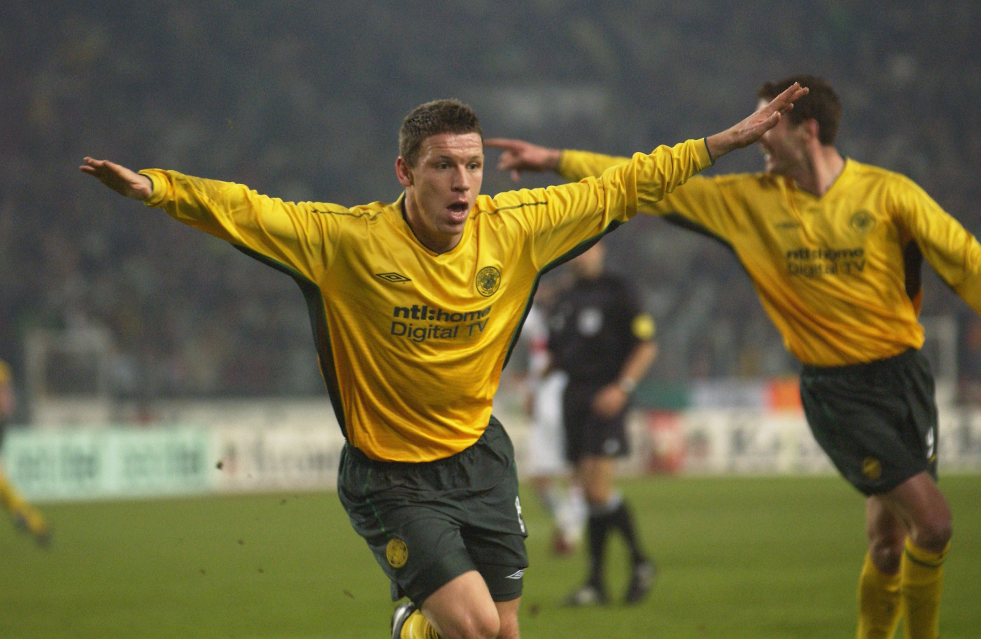 Alan Thompson of Celtic celebrates scoring