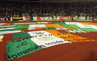 Celtic fans show off their flags