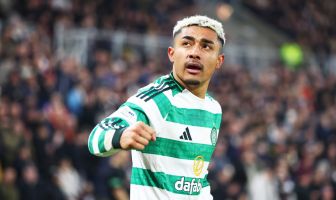 Julian Araujo of Celtic celebrates