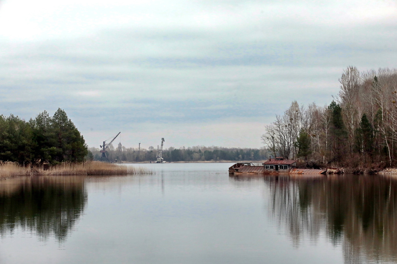 A marina of the Prypiat River Station is in the Chornobyl Exclusion Zone