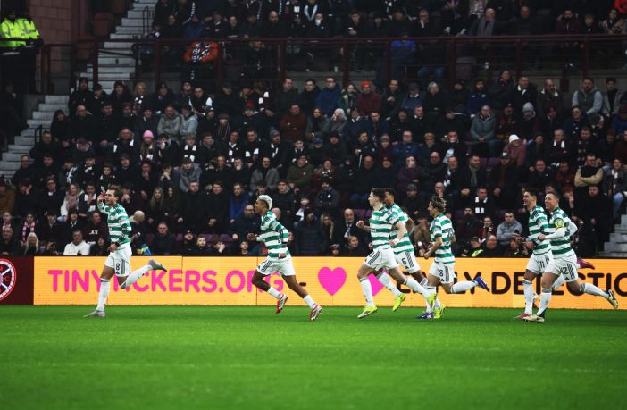 Benjamin Nygren of Celtic celebrates