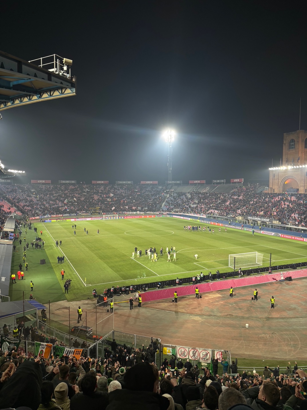 Conor Spence's view at the Europa League match between Bologna and Celtic. 