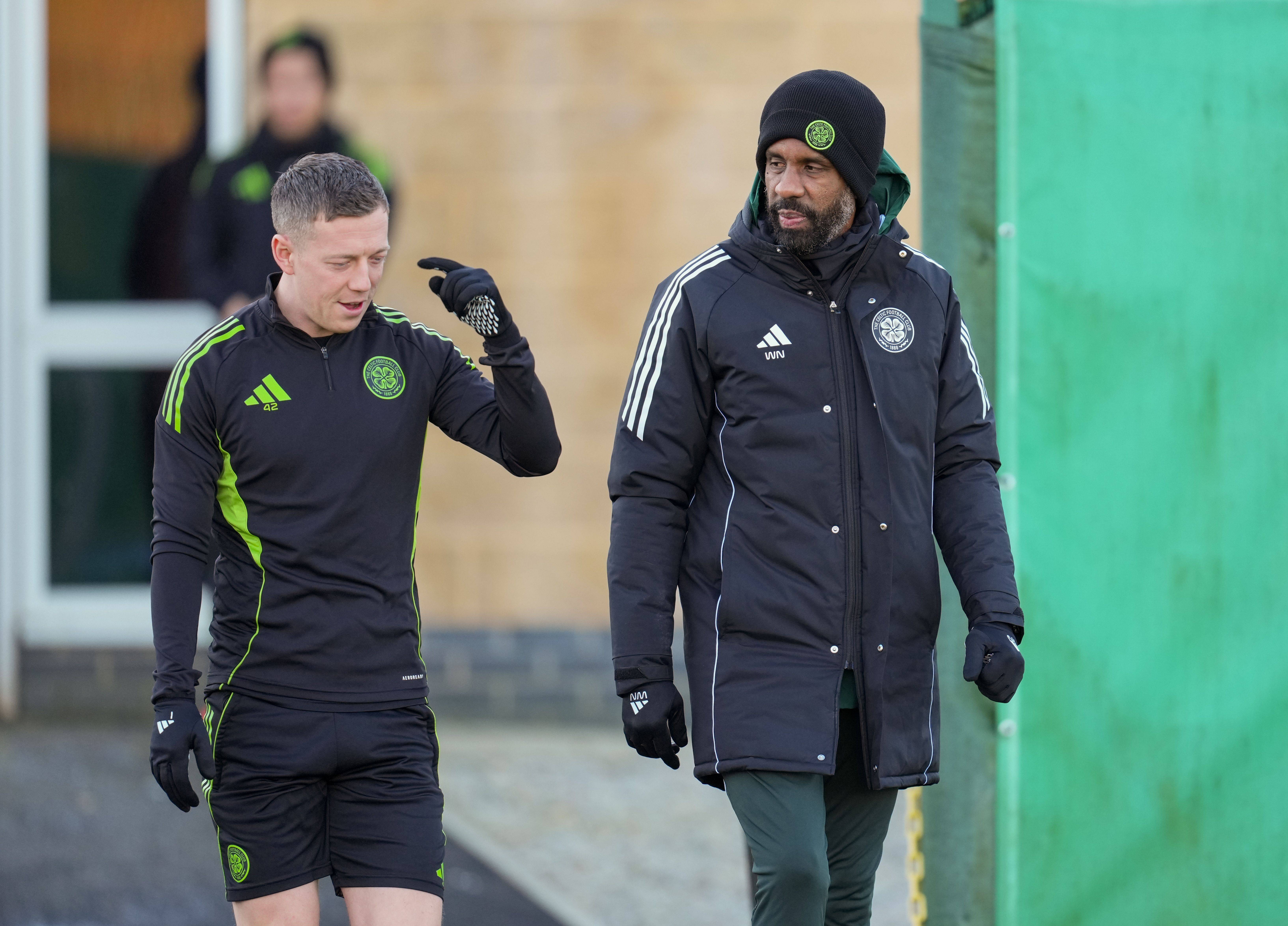 Celtic captain Callum McGregor with Celtic Manager Wilfried Nancy
