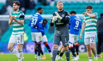 Anthony Ralston, Kasper Schmeichel and James Forrest