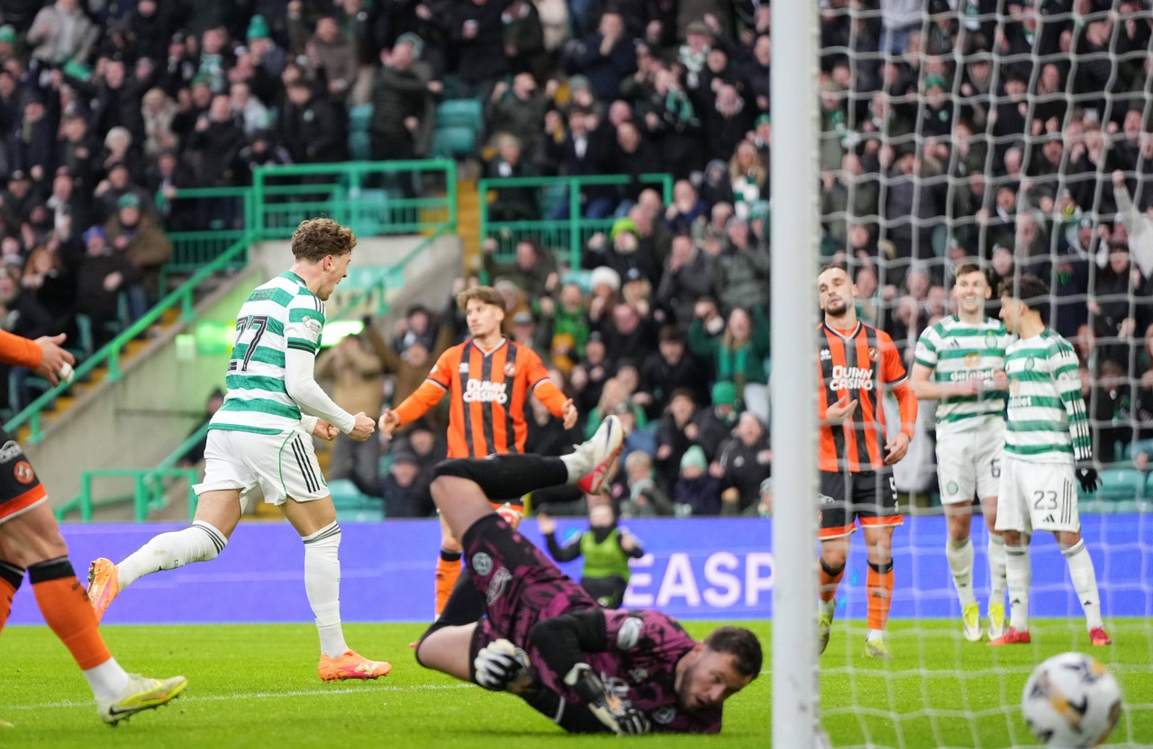 Arne Engels of Celtic celebrates scoring