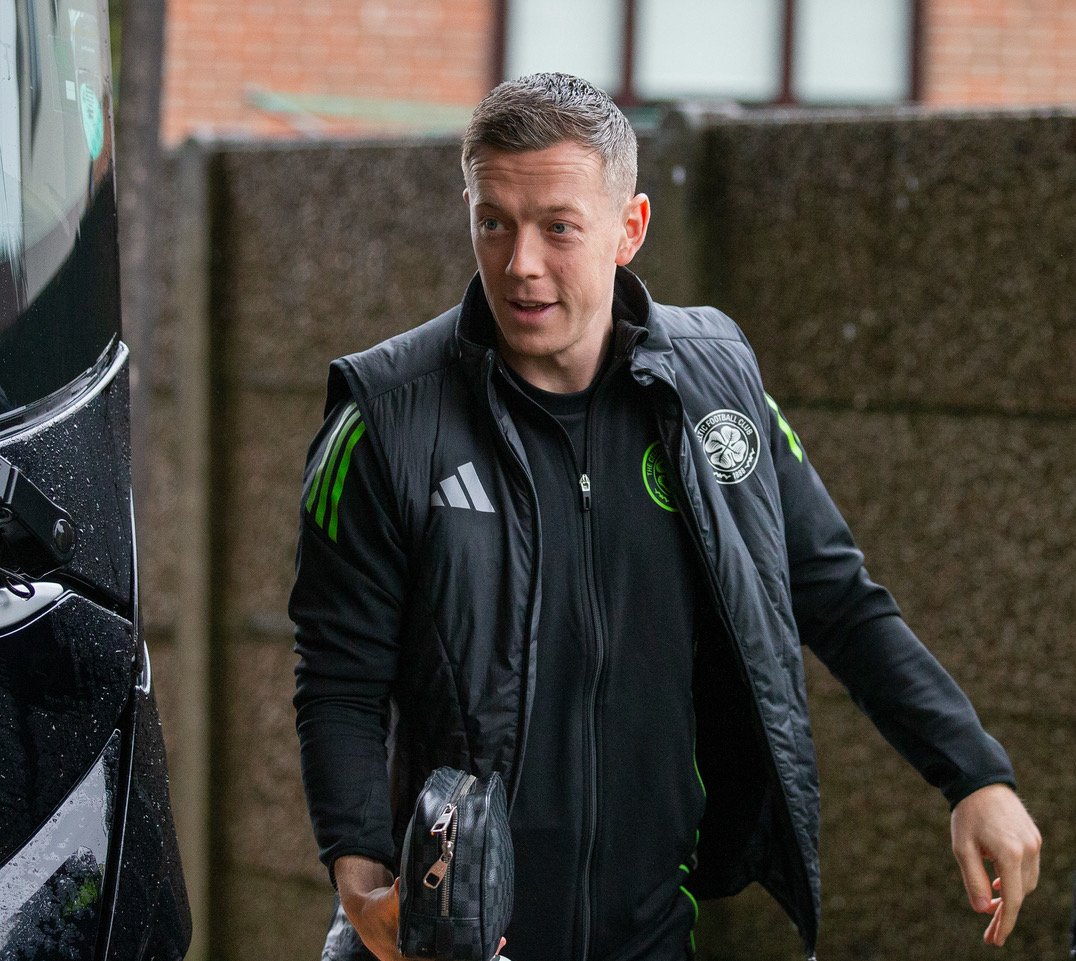 Callum McGregor arrives at Rugby Park. 